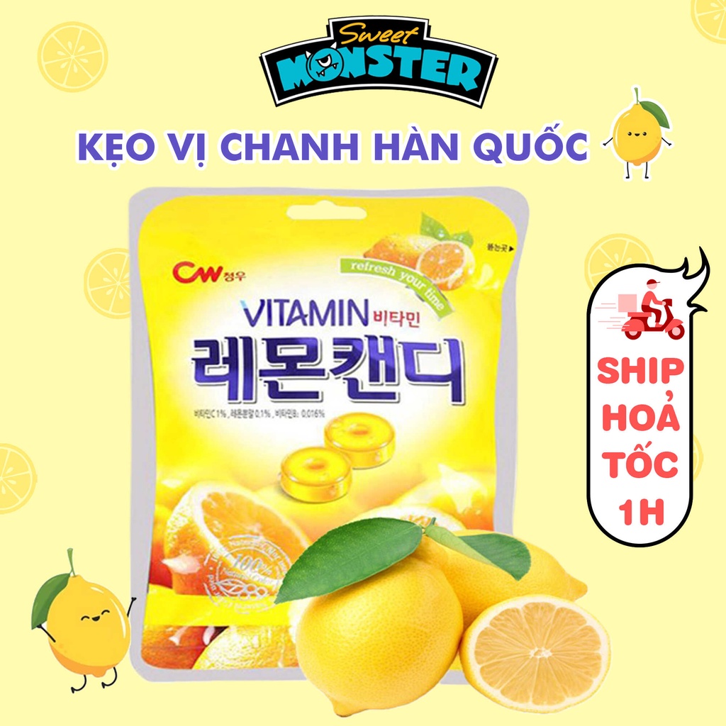 Kẹo cứng vị chanh CW, kẹo ngậm trái cây Hàn Quốc gói 100gr - 07108