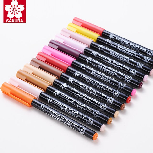 Bút cọ màu nước sakura, KOI COLORING BRUSH, bút marker (tổng 49 màu-3/3)-Dụng cụ vẽ Tâm Tâm [SHIP HÀNG SAU 01/10/2021]