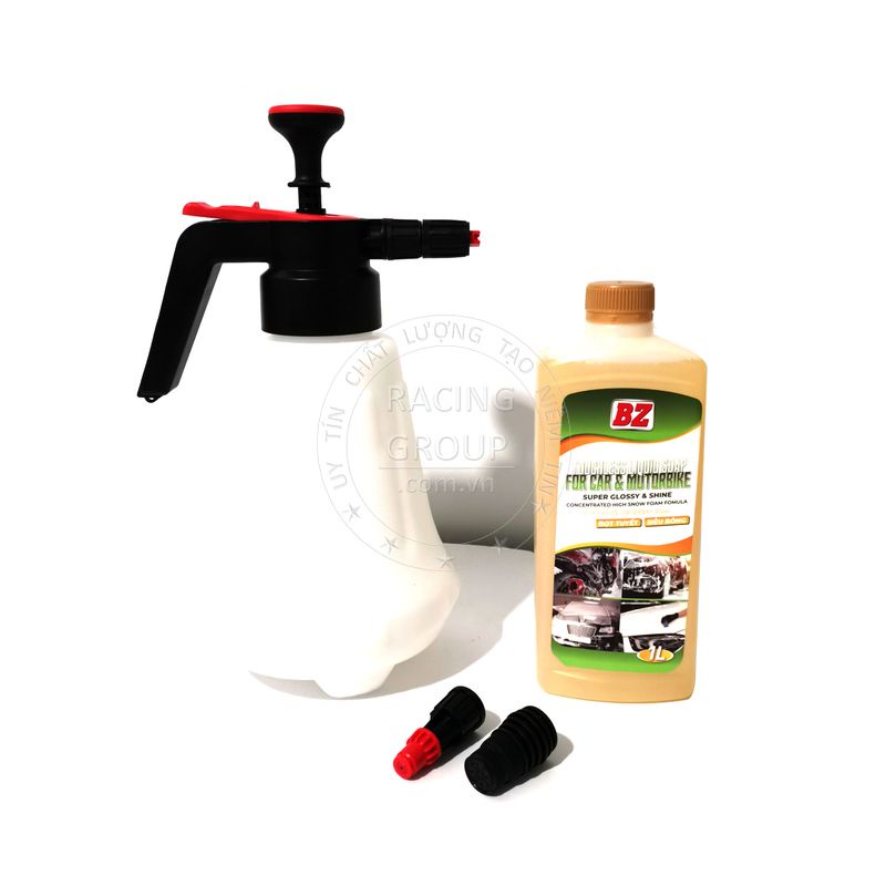Bình xịt bọt tuyết và nước rửa xe không chạm BZ 1 lít xà bông rửa xe máy ô tô siêu sạch, siêu bóng