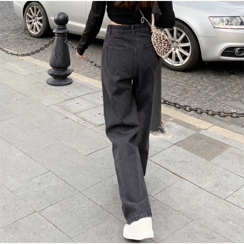 Quần Jean Nữ Baggy Ống Suông Ống Rộng Hàn Quốc