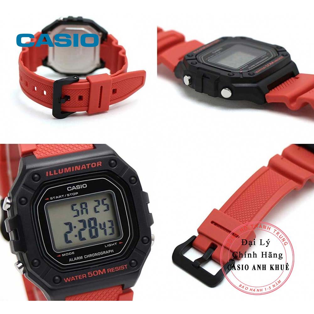 Đồng hồ điện tử nam Casio W-218H-4BVDF dây nhựa