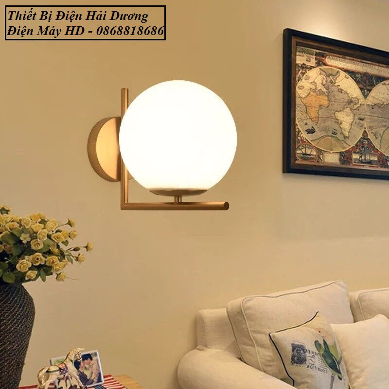3 Mẫu Đèn treo tường mặt trăng thân vàng decor Bắc Âu Chao thủy tinh cao cấp - Tặng kèm bóng led - Energy Green Lighting