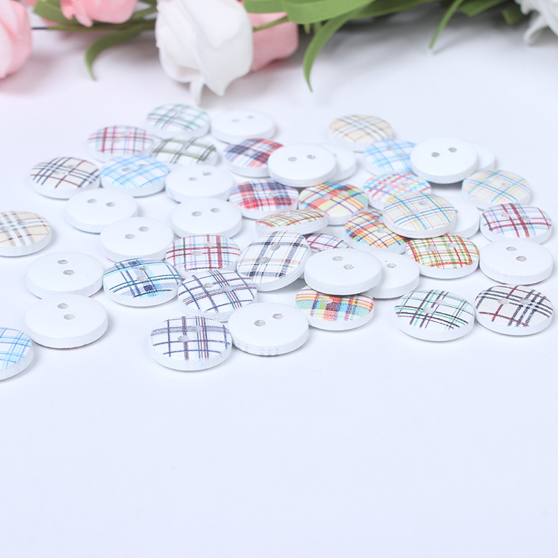 Bộ 100 nút may tròn bằng gỗ họa tiết cổ điển trang trí tiện dụng