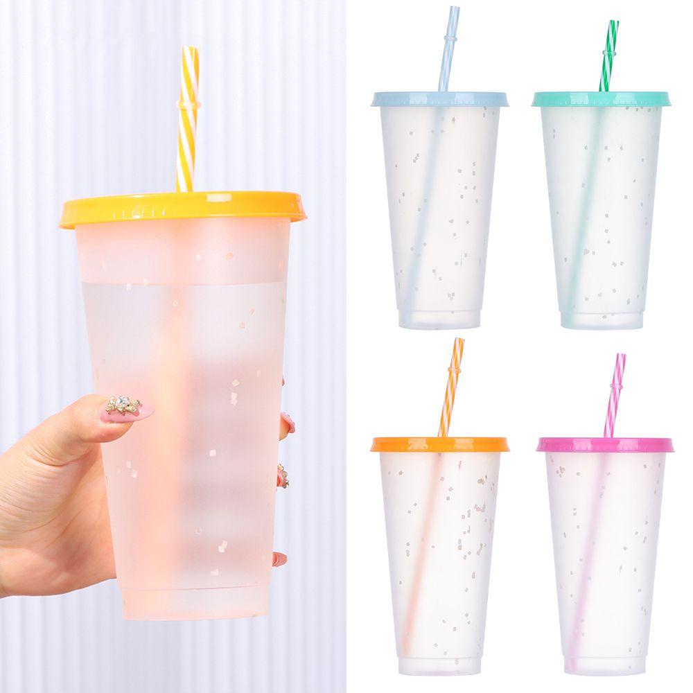 Cốc Uống Cà Phê Bằng PP Thay Đổi Màu Sắc Theo Nhiệt Độ Thời Trang Có Ống Hút