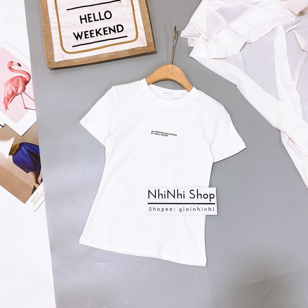 Áo thun xin xin dáng ôm cổ tròn ngắn tay, Áo phông form ôm 2 dòng chữ XX8132 - NhiNhiShop