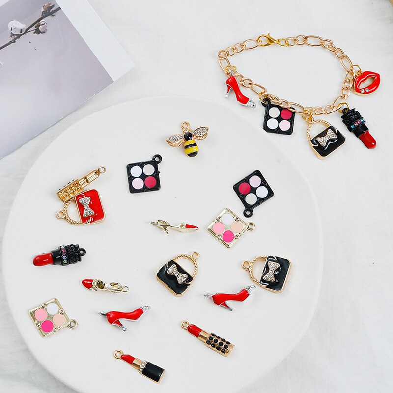 Set 10 mặt charm tráng men hình kỳ lân / cây / chim làm trang sức thủ công DIY