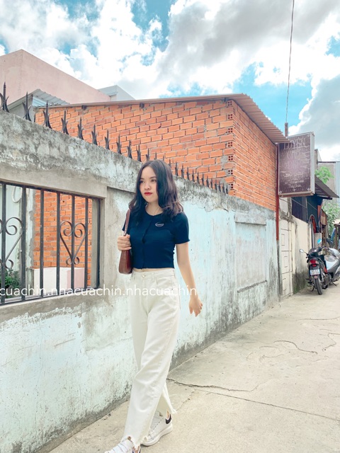 Quần jeans gấu sóng (trắng kem, đen)