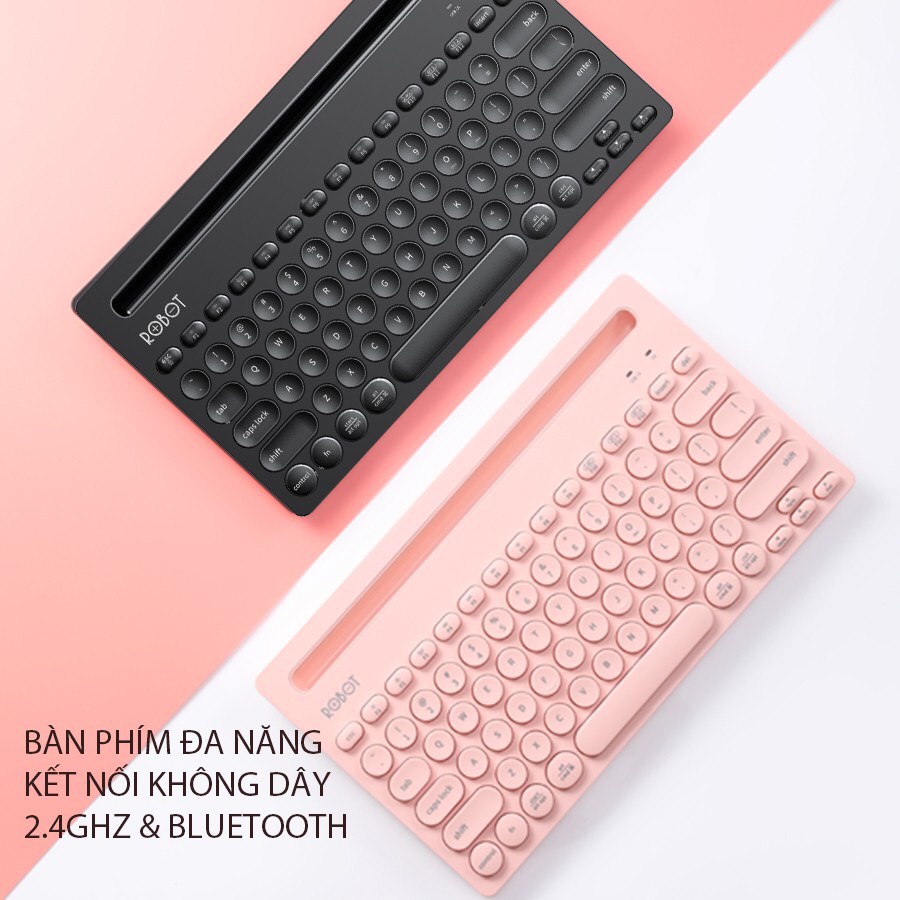 Bàn Phím Đa Năng ACOME KB10 Kết Nối Không Dây 2.4GHz Và Kết Nối Bluetooth Thiết Kế Nhỏ Gọn Có Khe Giá Đỡ Điện Thoại