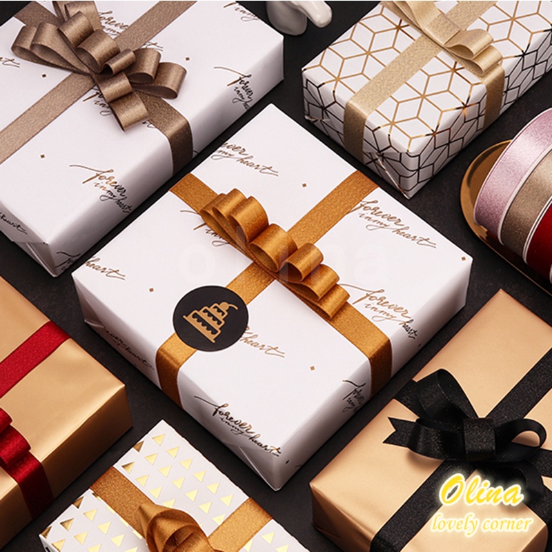 Cuộn Dây Ruy Băng 9.1Monres 16mm Màu Vàng Sang Trọng Dùng Để Gói Quà