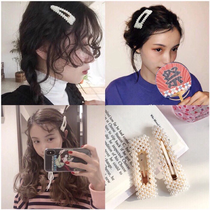 Kẹp tóc mái đính hạt nhiều mẫu