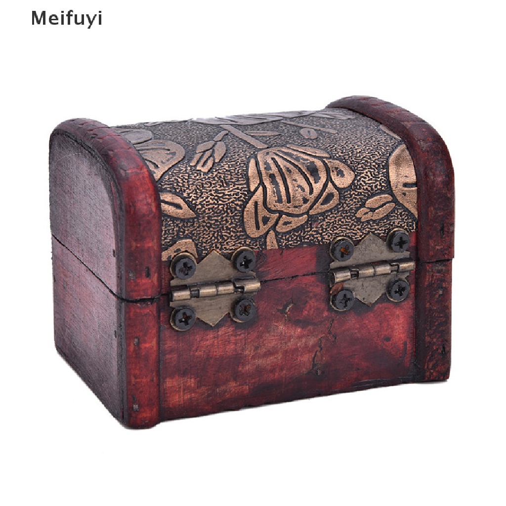 [Meifuyi] Hot Wooden Vintage Treasure Chest Wood Jewellery Storage Box Case Organiser Ring COD