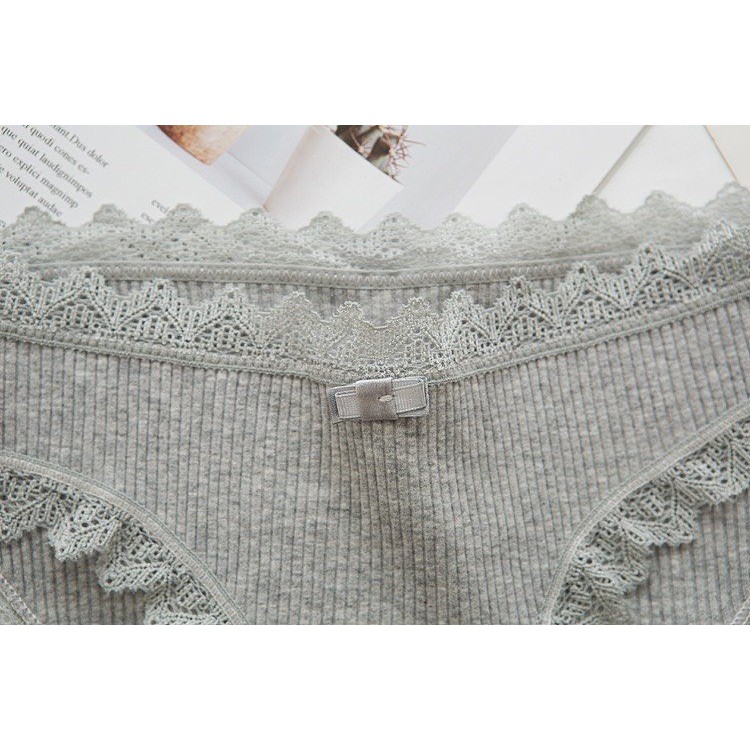 Quần Lót Nữ Cotton sexy gân tăm hoạ tiết viền ren kháng khuẩn điệu đà MẪU 1735 | BigBuy360 - bigbuy360.vn