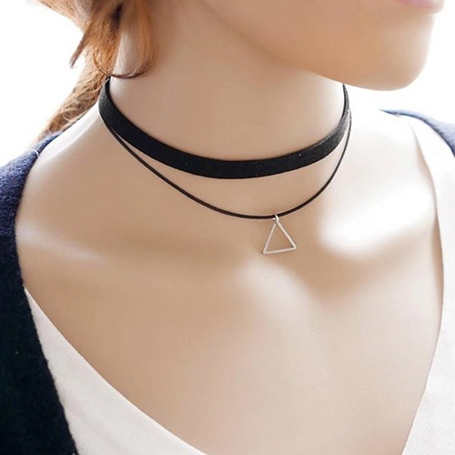 Vòng cổ hai lớp mặt hình tam giác thời trang nữ