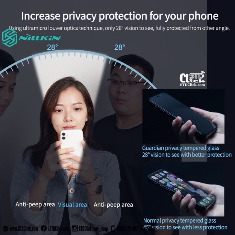 [ KÍNH CHỐNG NHÌN TRỘM ] 12 | 12 PRO | 13 | 13 PRO | MAX SIÊU CƯỜNG LỰC CHO IPHONE NILLKIN GUARDIAN CHÍNH HÃNG