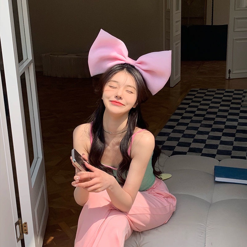 Băng Đô Vải Lưới Thắt Nơ Cỡ Lớn Độc Đáo Dùng Làm Đạo Cụ Chụp Ảnh Cho Nữ