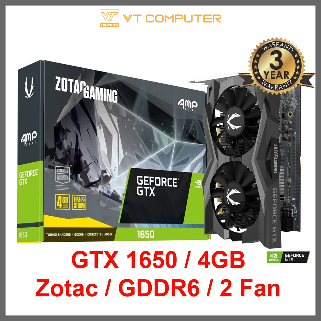 Card Màn Hình GTX 1650 / 4GB / GDDR6 / Zotac / 2 Fan / Bảo Hành 36 Tháng