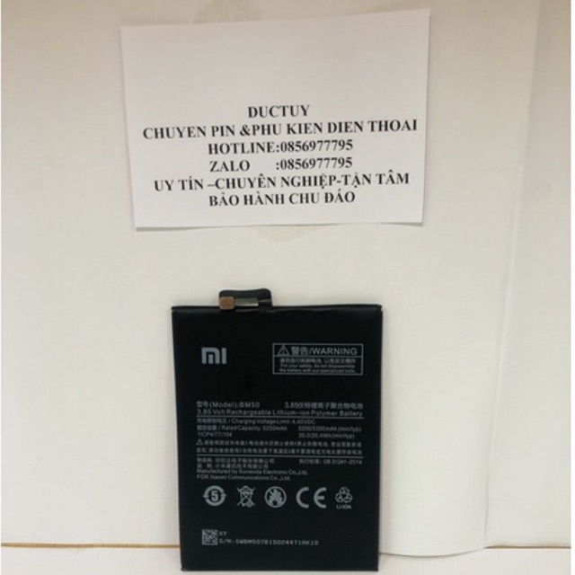 Pin xịn mới BM50 100% cho máy xiaomi mi max 2 BM50