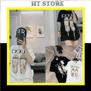 Áo thun tay ngắn Nữ hình Đôi Giày Xỏ Dây Cổ Tròn 3 Màu - Áo Thun Nữ Cộc Tay G0129