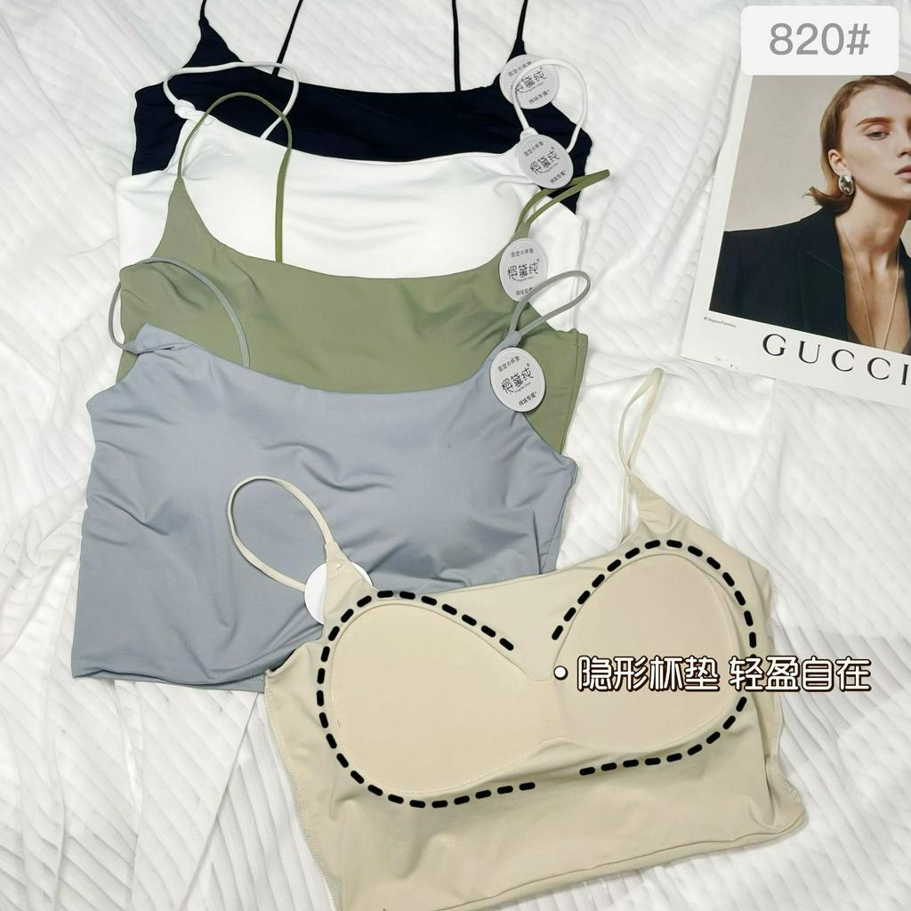 Áo 2 dây bra quây ngực trơn sợi bún kèm mút chất thun lạnh cao cấp Hàn mặc mix bên trong áo khoác áo sơ mi