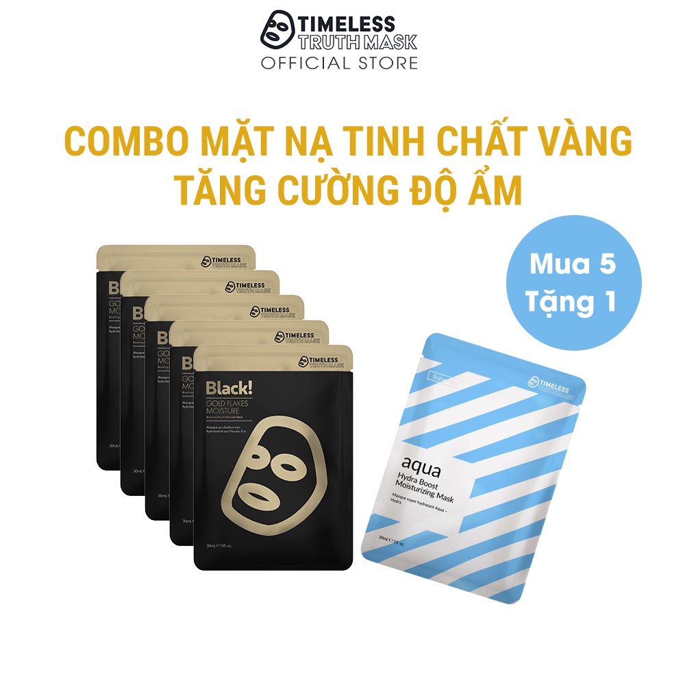 (30ml x 6) 5 Mặt Nạ Tăng Cường Độ Ẩm Tinh Chất Vàng Tặng Ngay 1 Mặt Nạ Sợi Tơ Siêu Nhẹ Timeless Truth Mask