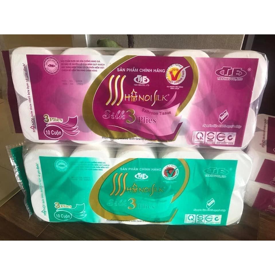 Combo 2 Bịch Giấy Vệ Sinh Hà Nội Dây 10 Cuộn 1 bịch không lõi