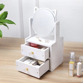 Kệ gương tai thỏ đựng mỹ phẩm 2 tầng