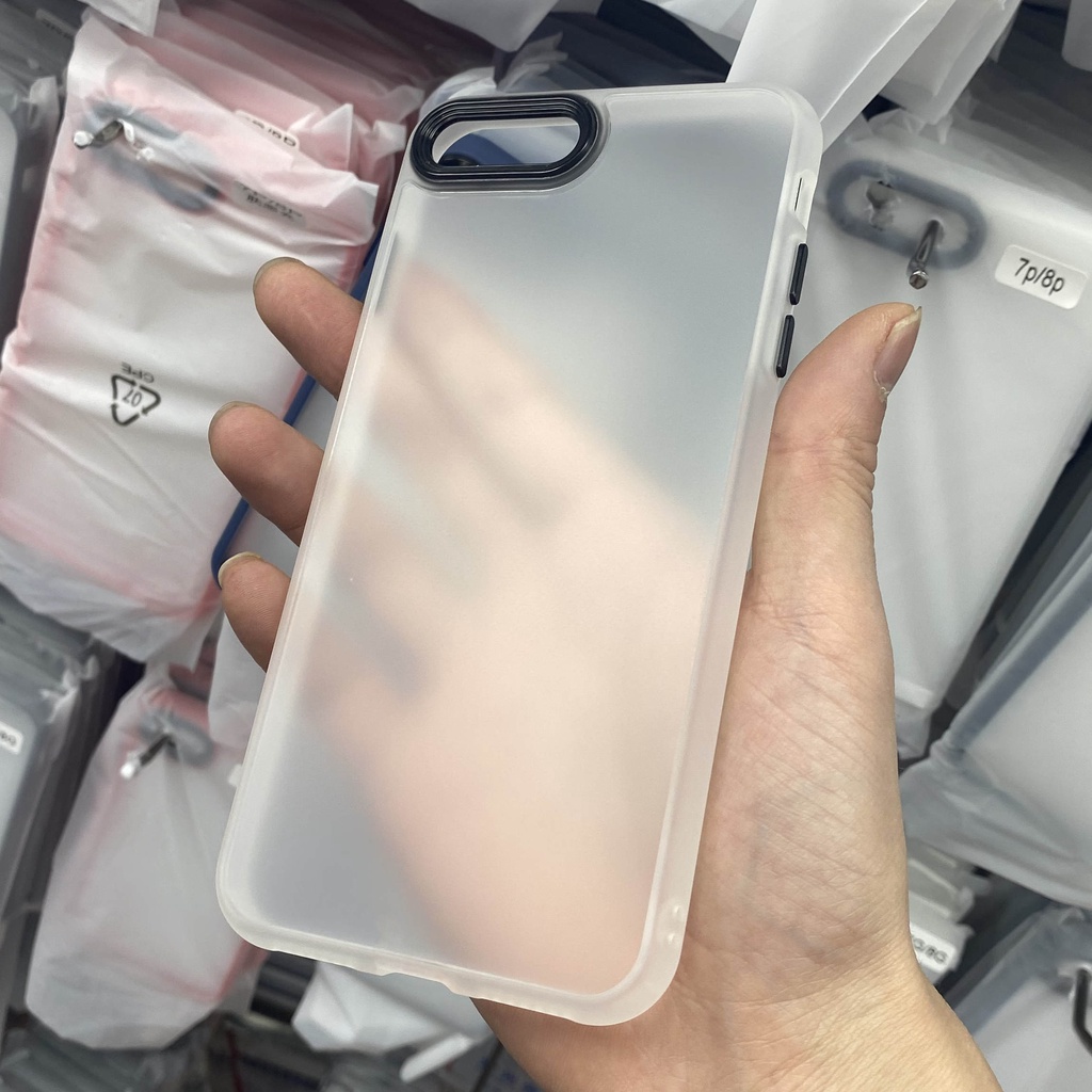 Ốp Điện Thoại PC Cứng Viền TPU Dẻo Màu Nhám Kèm Nút Hợp Kim Nhôm Chống Sốc Cho iPhone 7 Plus 8 X XS MAX XR 11 PRO SE2 SE3