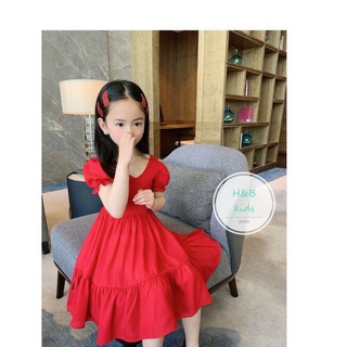 xả kho - Váy cổ V tầng đuôi cá cho bé gái