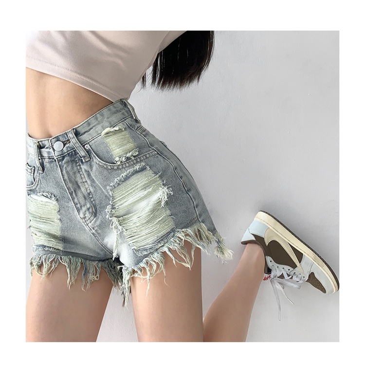Cocory vn Quần Short Denim Lưng Cao Ống Rộng Phong Cách Đường Phố Gợi Cảm Cho Nữ