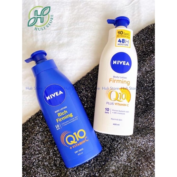 Kem sữa dưỡng thể body trắng sáng da Nivea firming body lotion Q10 plus + vitamin C