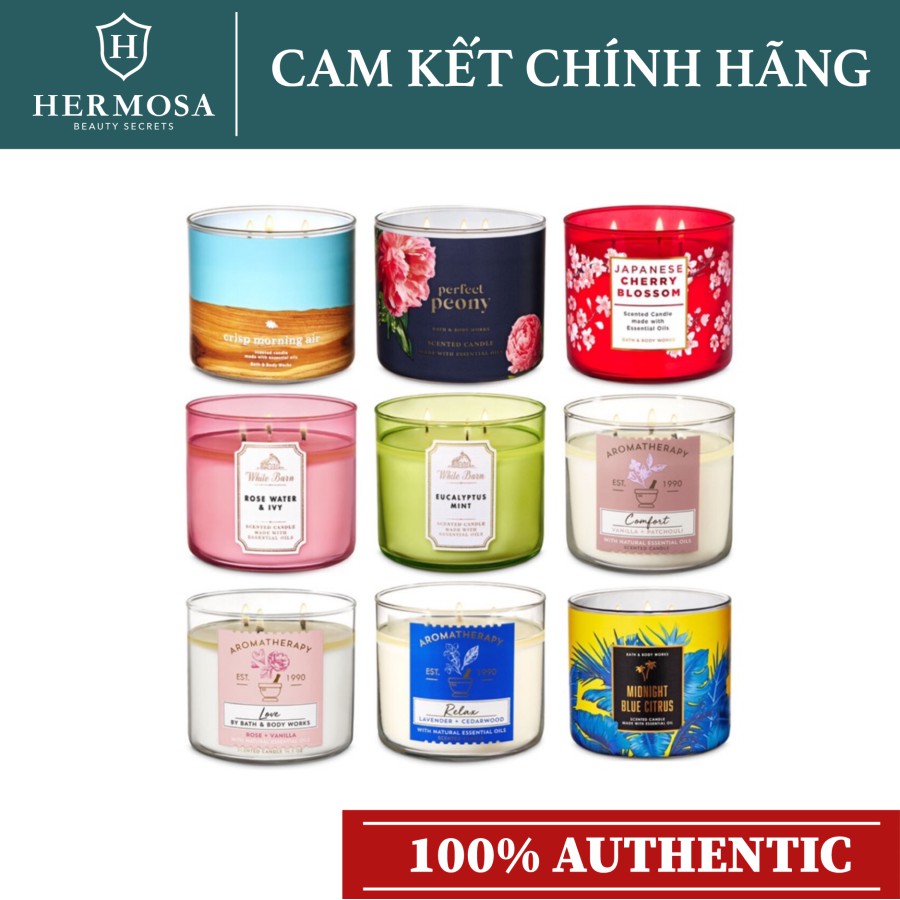 Nến Thơm 3 Bấc Bath & Body Works White (Nhiều mùi)