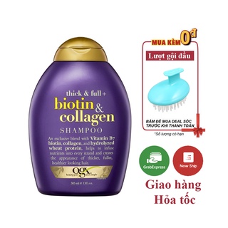 Dầu Gội OGX Thick Full, Biotin, Collagen Shampoo 385ml Làm Dày Tóc dưỡng tóc bồng bềnh, chắc khỏe