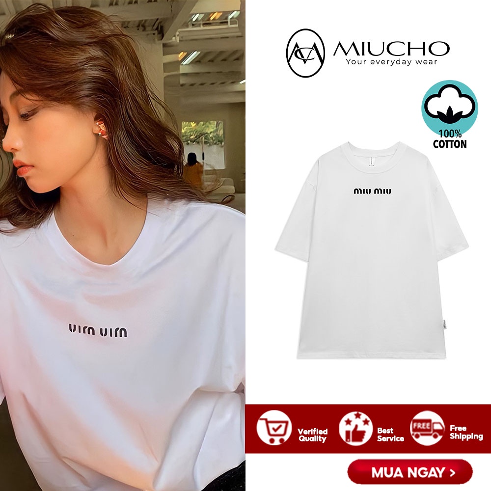 Áo phông nữ form rộng tay lỡ unisex đẹp, áo thun nữ form rộng tay lỡ unisex cotton hàn quốc AT012 Miucho basic tee