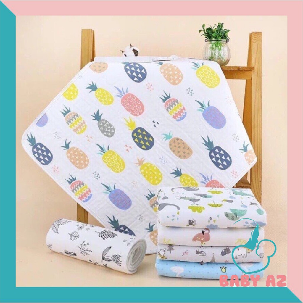 Miếng lót chống thấm sợi tre cho bé sơ sinh tấm thảm 6 lớp lót giường nệm nôi võng xe đẩy BabyAZ