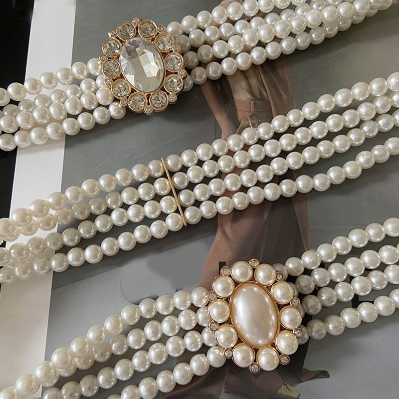 Thắt Lưng Đính Hạt Ngọc Trai Phong Cách Retro Cho Nữ