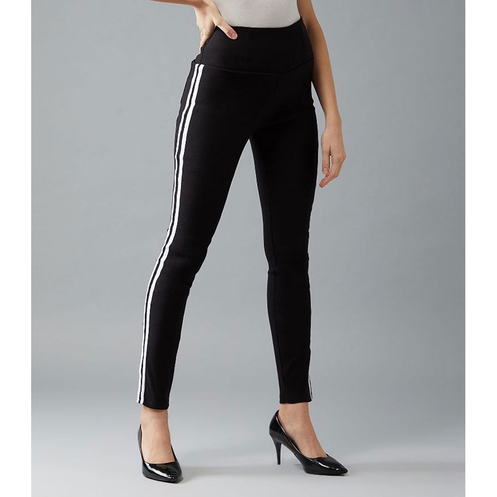 Quần Legging Nữ Bosimaz MS224 dài túi sau màu đen sọc trắng cao cấp, thun co giãn 4 chiều, vải đẹp dày, thoáng mát.