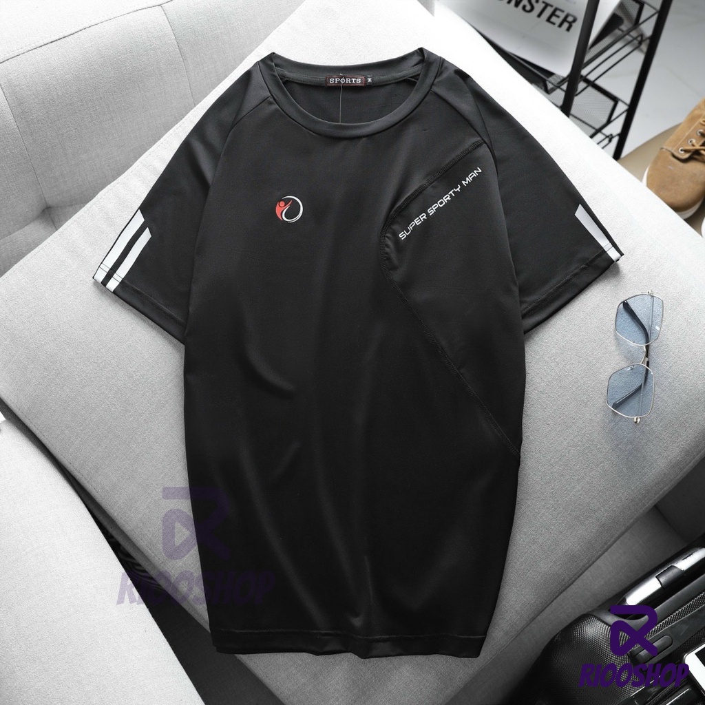 Áo phông thể thao nam đẹp, áo thun lạnh tập gym, đá bóng, đi bộ, thể dục RIOOSHOP RTS005 màu trắng, đen