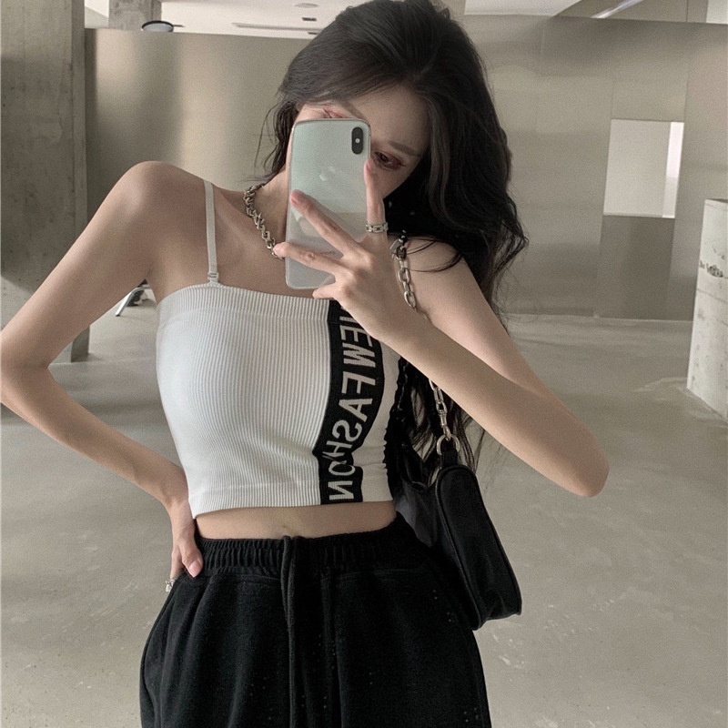 Áo Ống Sát Nách Hoạ Tiết Chữ Thời Trang Mùa Hè Cho Phái Nữ
