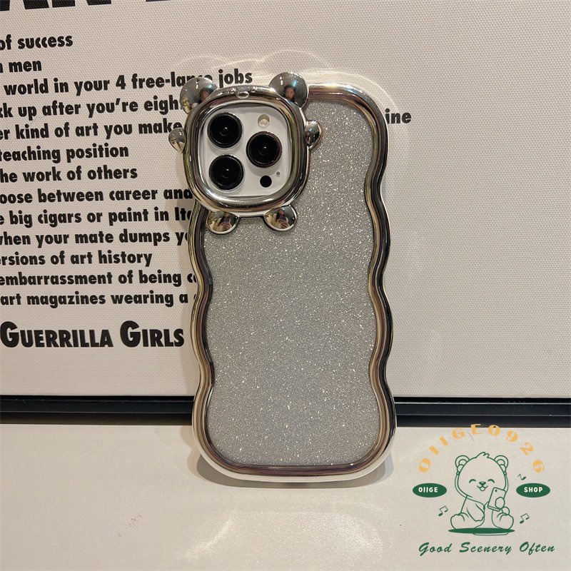 Ốp Điện Thoại TPU Silicon Mềm Viền Gợn Sóng Màu Tím Lấp Lánh + Ngăn Đựng Thẻ Cho Iphone 14 13 12 11 Pro Max Plus
