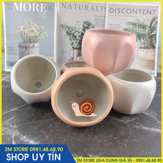 Chậu Sứ MINI Bát Tràng Trồng Cây Cảnh, Sen Đá, Xương Rồng Kiểu Bóng Lõm Cao 6.8cm