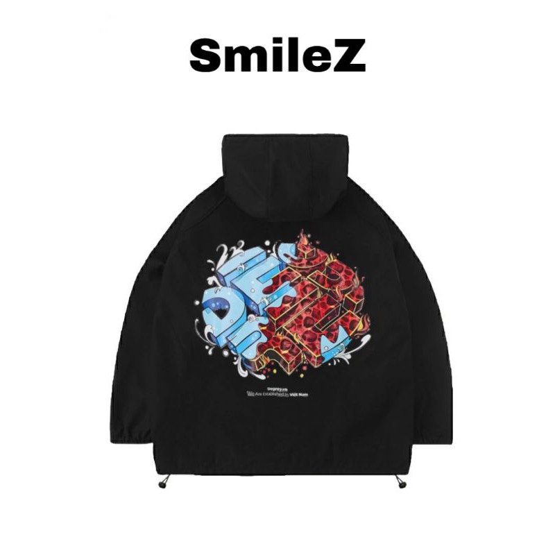 Áo Khoác Dù SmileZ Nước Sôi unisex Form Rộng Có Nón chống nắng tốt