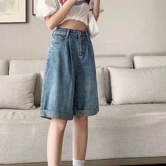 Quần Short Cạp Cao Sắn Gấu Túi Sau_Mẫu Đơn Giản C23