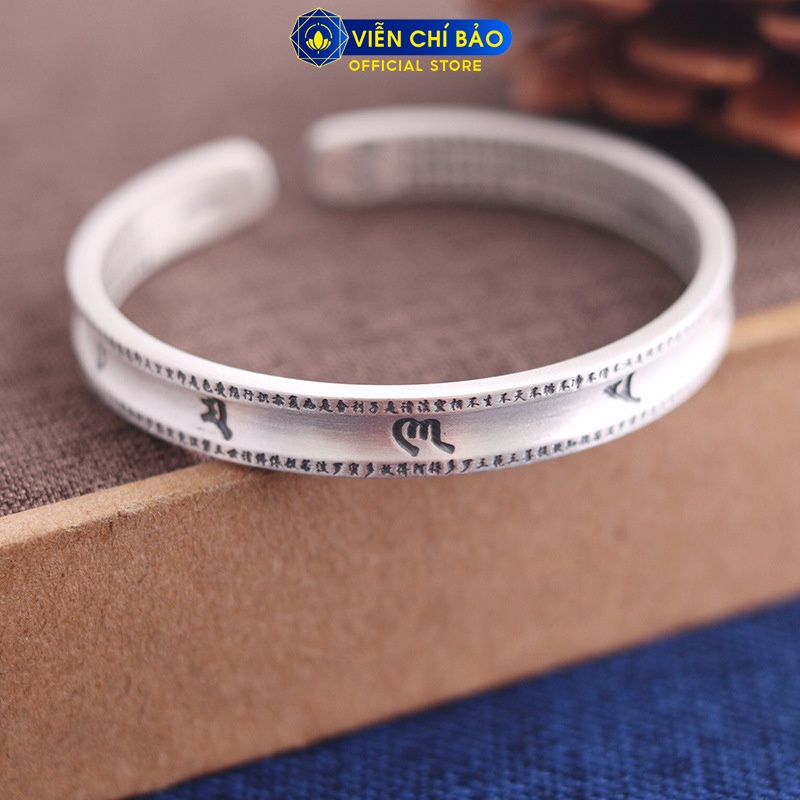 Kiềng tay bạc nữ Lục Tự Thần Chú chất liệu bạc Thái 925 thời trang phụ kiện trang sức Viễn Chí Bảo L000420