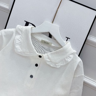 Áo phông cổ đức viền bèo, chất cotton mát mẻ, dáng basic