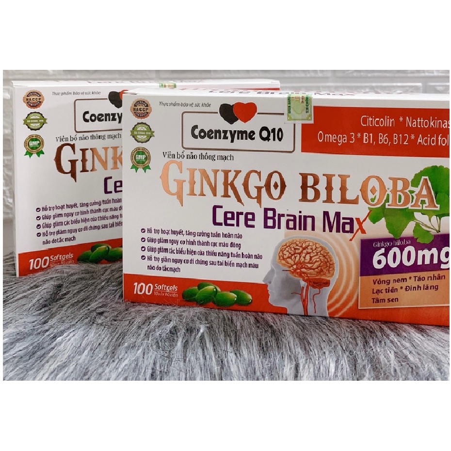 "Chính Hãng " Viên uống bổ não Ginkgo BiloBa Cere Brain Max  - Giúp tăng cường lưu thông máu não (Hộ
