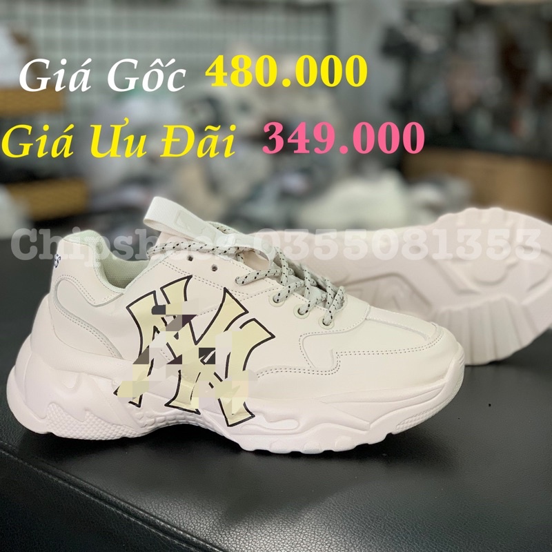 Giày _MLB NY, Giày Sneaker NY Da Bò Cao Cấp Đế Cao Tăng Chiều Cao Full Box Bill