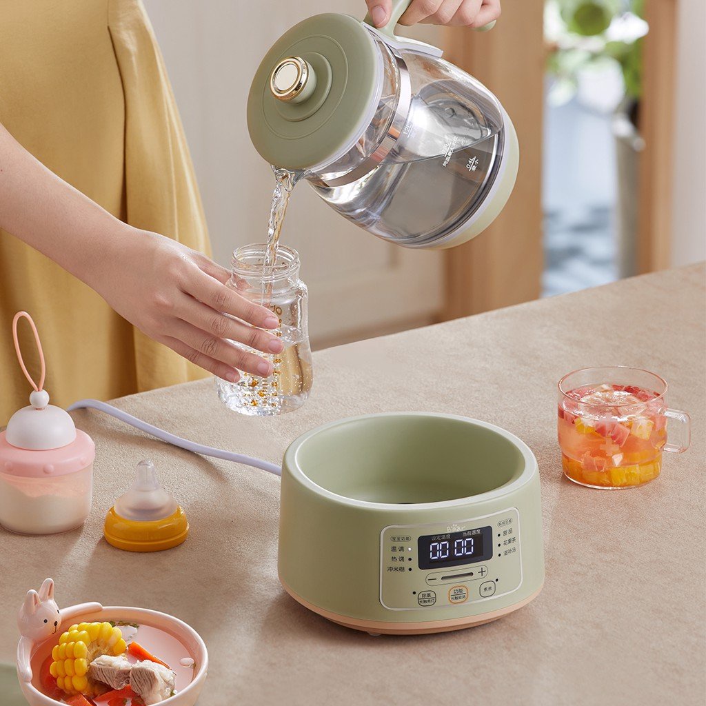 Bình đun nước và máy hâm sữa tiệt trùng Mini đa năng cho bé Bear TNQ-D12W7, pha trà, khử Clo - HAPOS