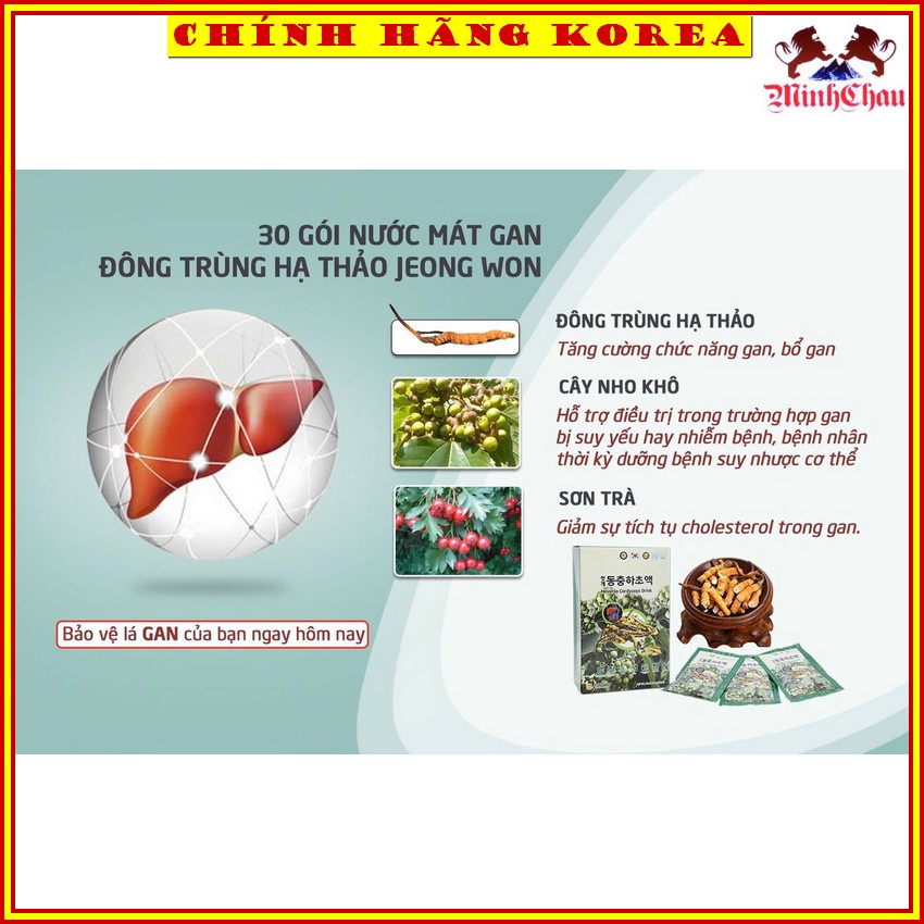 Nước bổ gan đông trùng hạ thảo Jeong Won hàn quốc, hộp 30 gói - Giải độc gan, thanh lọc cơ thể - minhchau