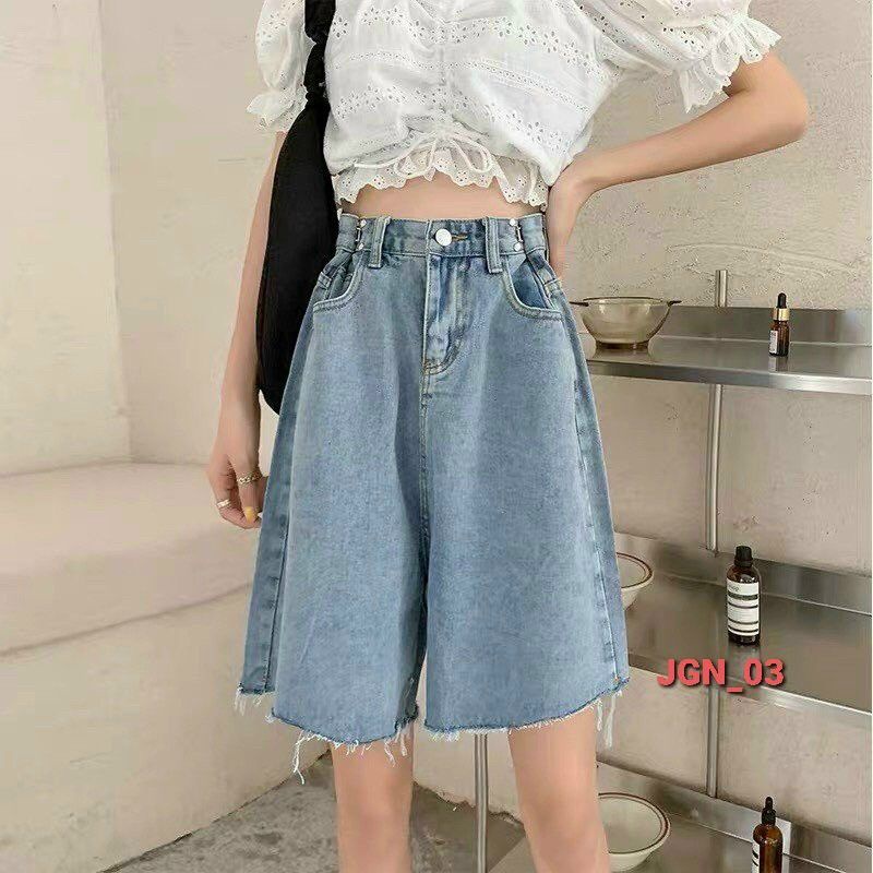 Quần short jean ống rộng, chất jean phong cách hàn thời trang nữ