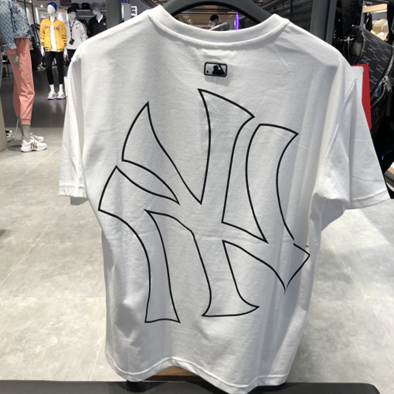 Áo thun MLB tay ngắn cổ tròn dáng rộng in chữ NY thời trang mùa xuân unisex 31TS3